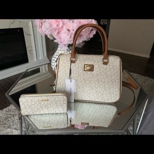 Calvin Klein Vanilla monogram satchel and wallet